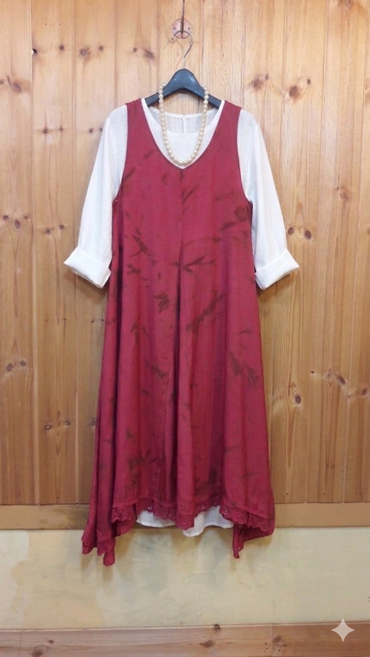 * 천연염색 인견 롱 원피스 (새상품)*