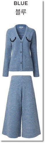 세인트존 2021블루라벨 트위드 니트 가디건 와이드 팬츠 셋업 M사이즈