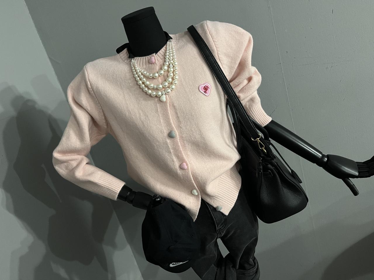 하트단추패치가디건/니트가디건/가디건