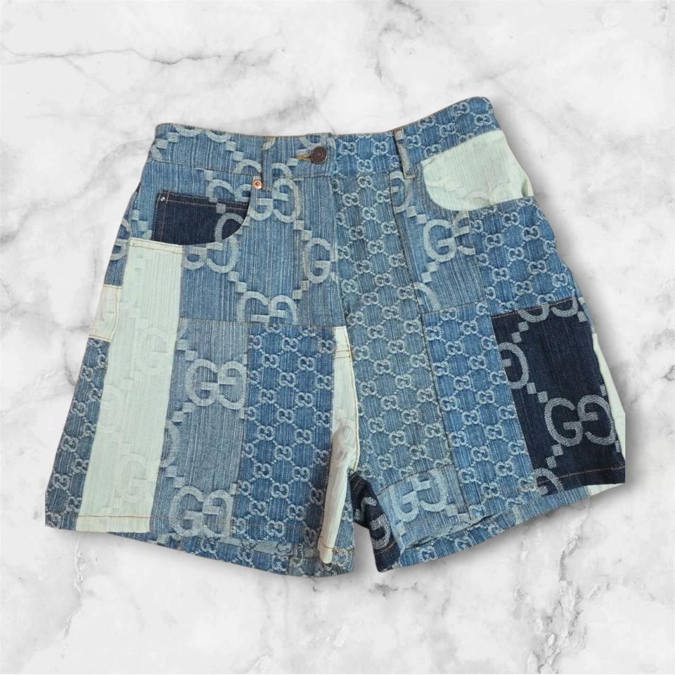 명품 구찌 데님 패치워크 반바지 36사이즈