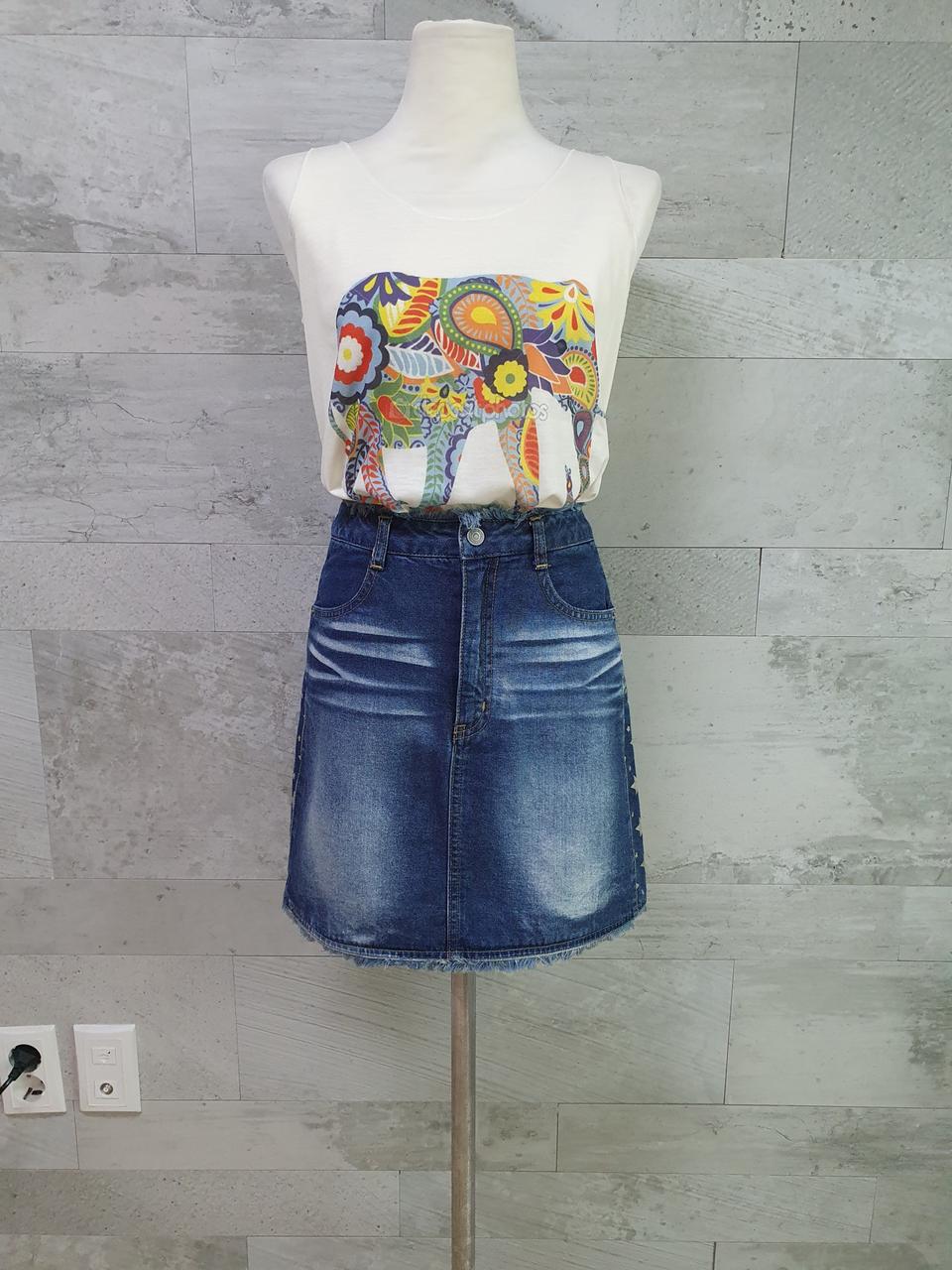 (상태좋음)별 포인트 청스커트 44~55