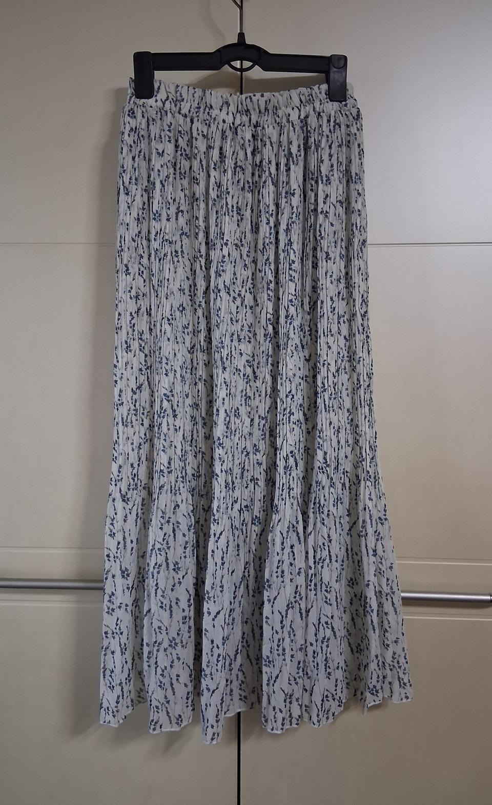 패턴 플리츠 롱 스커트 S