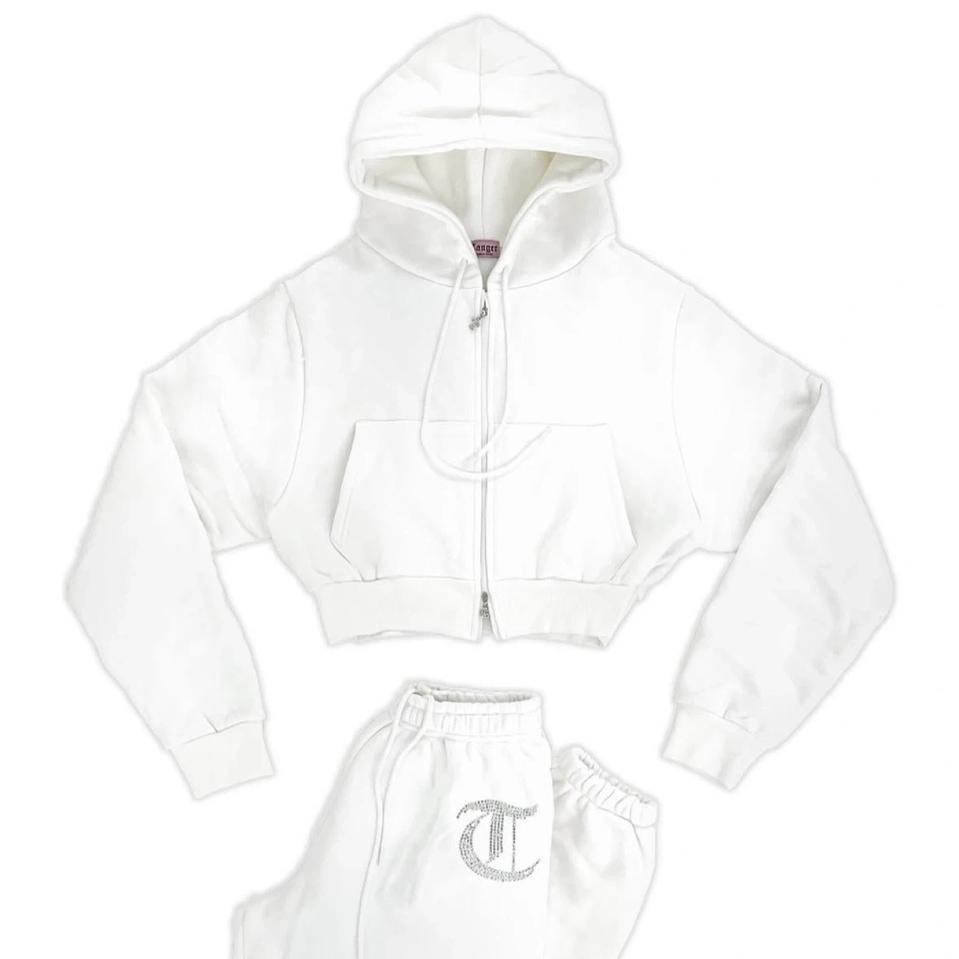 탠저 블링 기모 후드집업 화이트