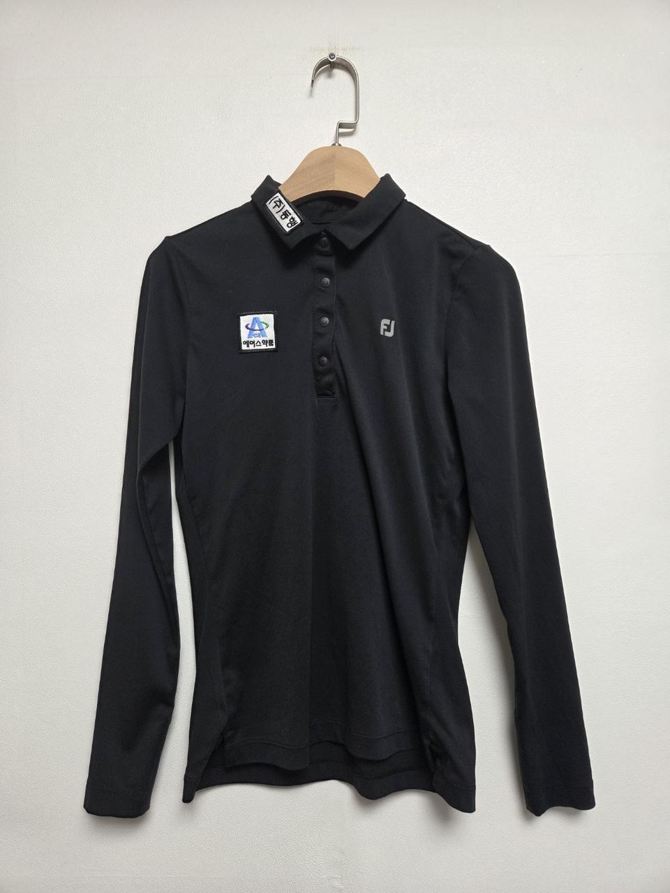 풋조이 여성 골프 에이스약품 주동행 로고 긴팔티 블랙(S)