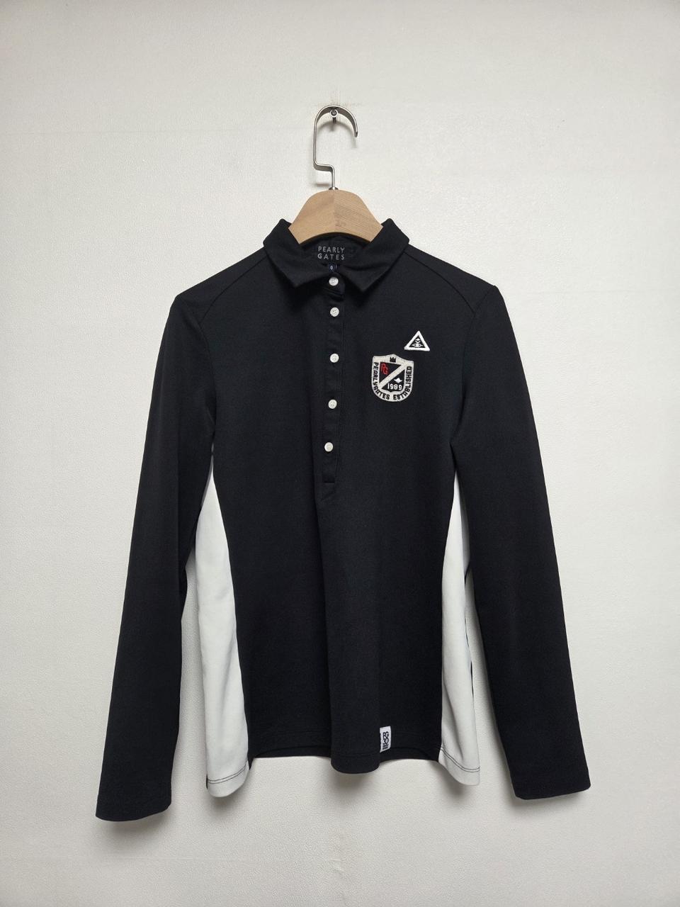 파리게이츠 여성 골프 로고장식 카라 긴팔티 블랙(XS)