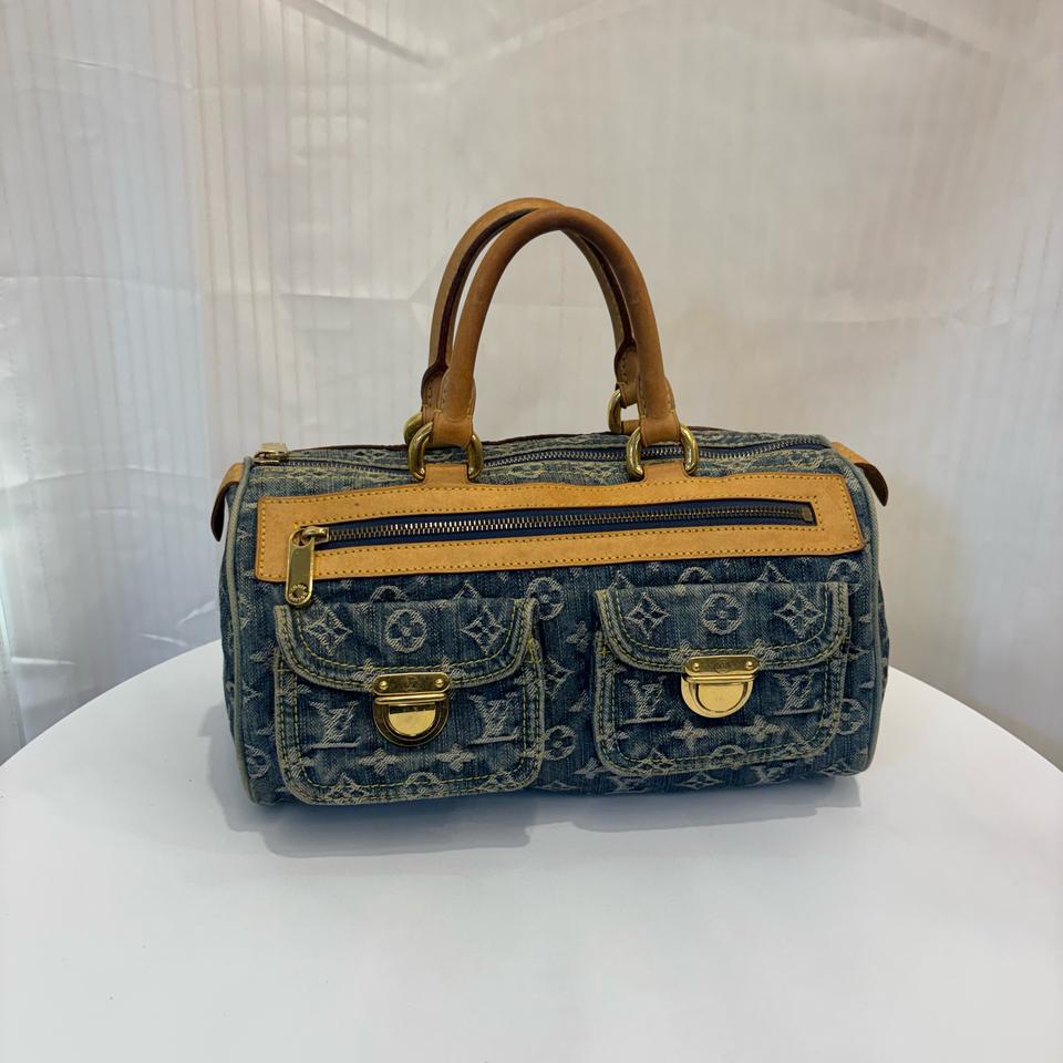 정품 루이비통 스피디30 데님 모노그램 토트백