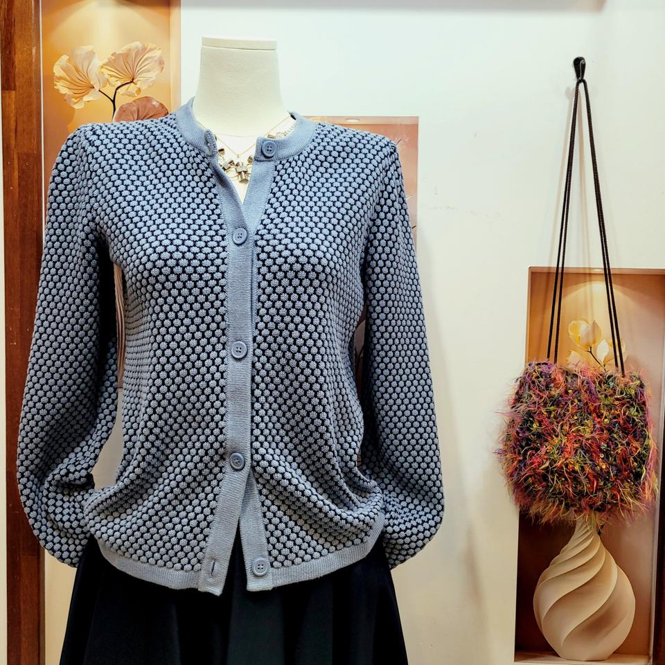 코스 COS 블루 네이비 와플 가디건