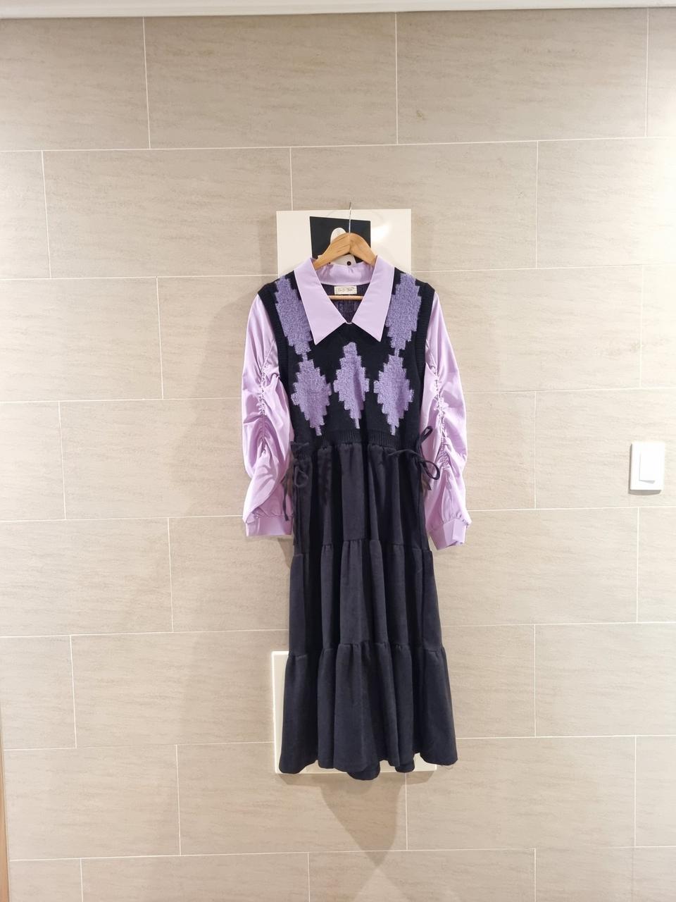 니트조끼 레이어드 롱~원피스