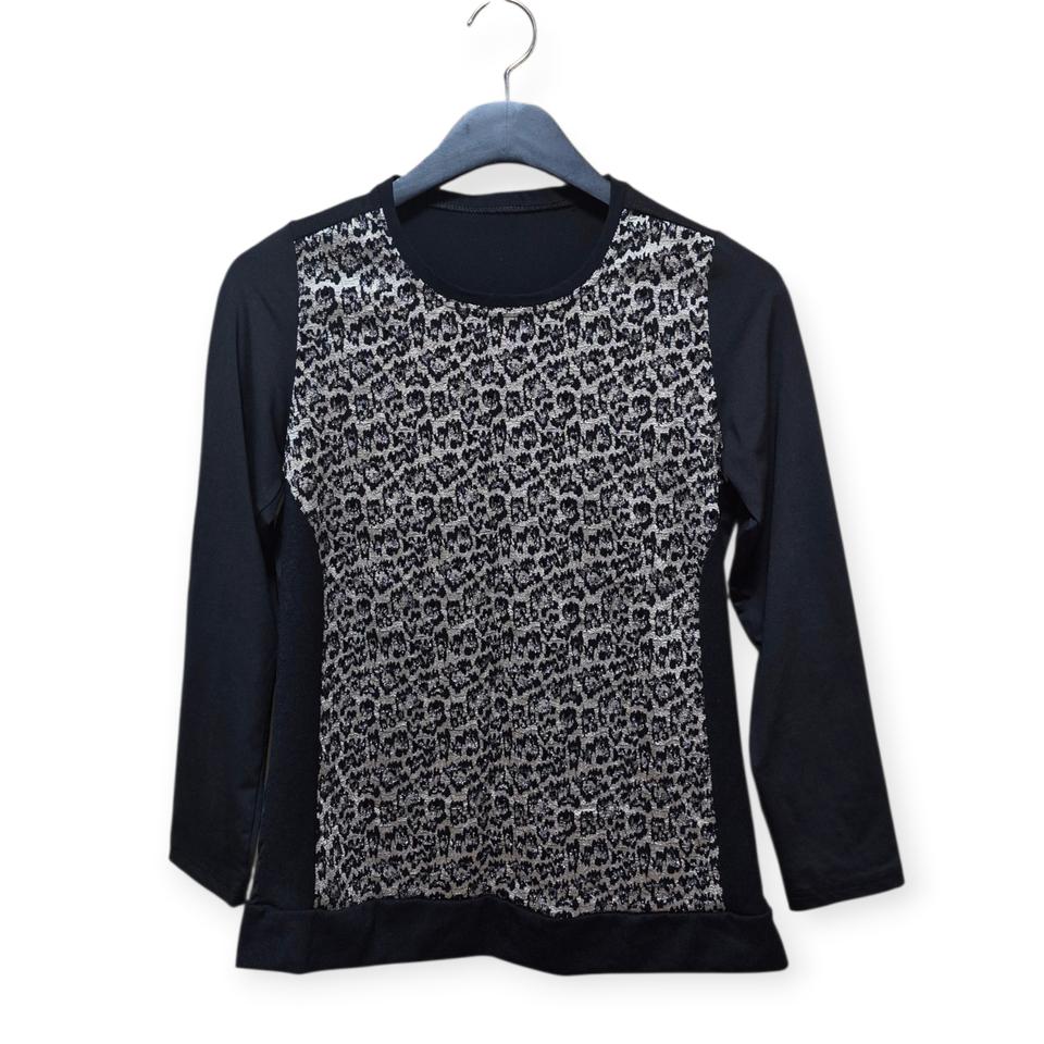 블랙, 패턴 포인트 티셔츠 (55) 새상품