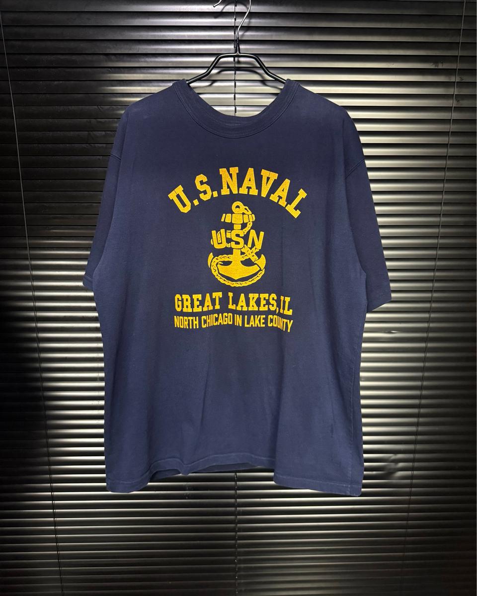 아웃스탠딩 USN 해군 돛 미국 usa 오버핏 남색 네이비 반팔 티 M