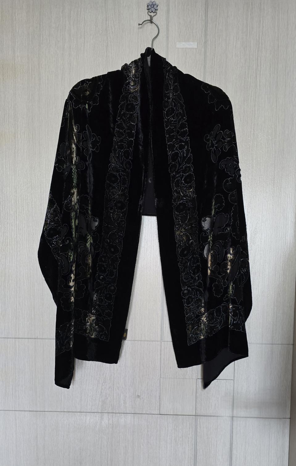 메트로시티 눈꽃 카키 견 벨벳 머플러