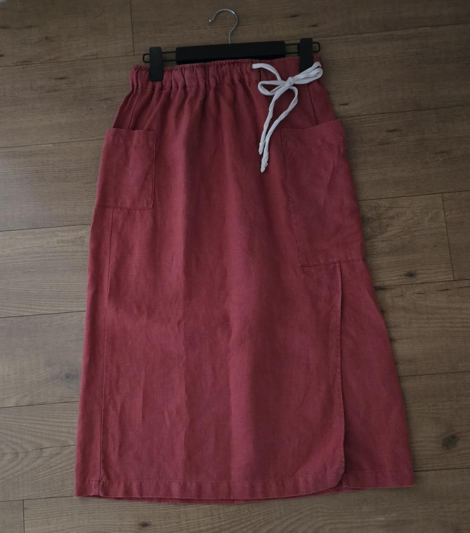 프리~77)  마 끈 밴딩 롱 스커트