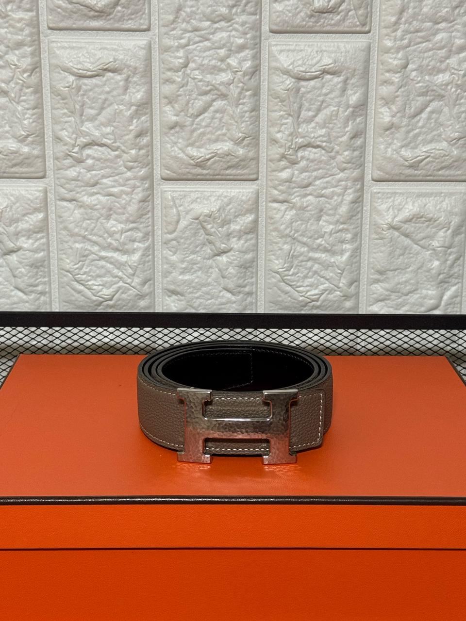 [95] 새상품 에르메스 H 벨트 브러운 블랙 리버시블 양면 벨트