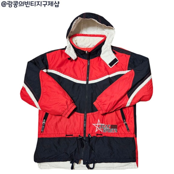 르까프 올드스쿨 빈티지 빅로고 누빔 패딩 자켓