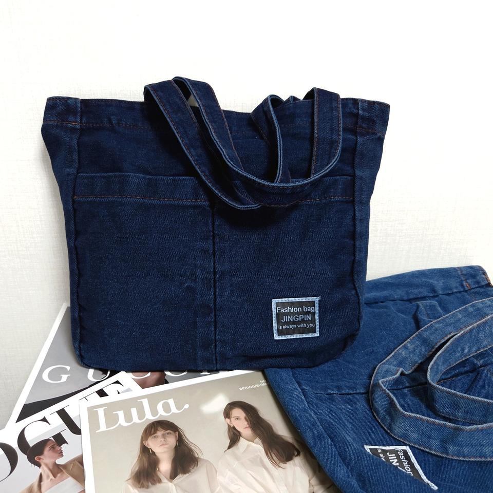 데님 에코백 숄더백 청가방 데일리백 에코백 가방 <흑청>