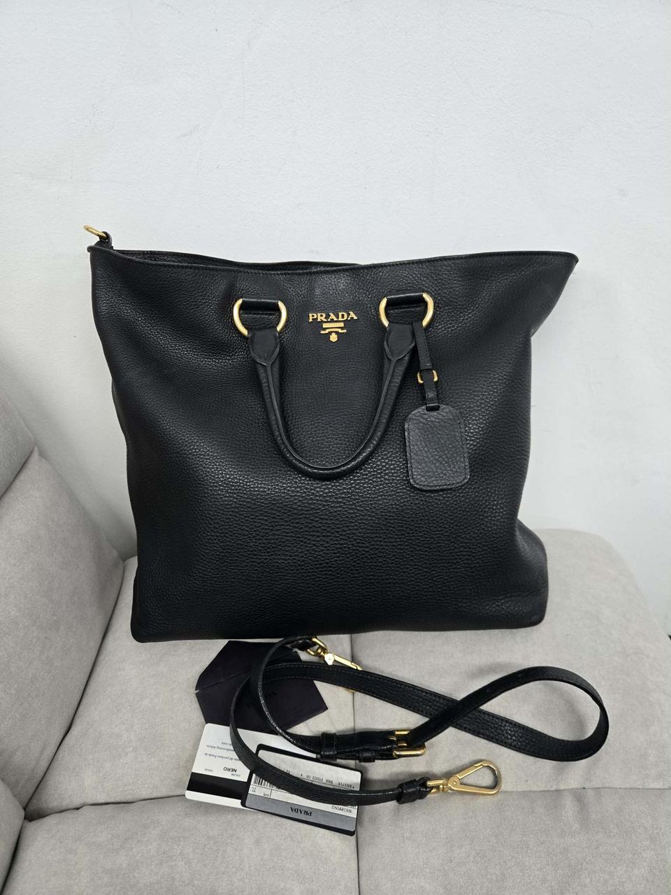 [보증서 정품] 프라다 가죽 토트 숄더백
