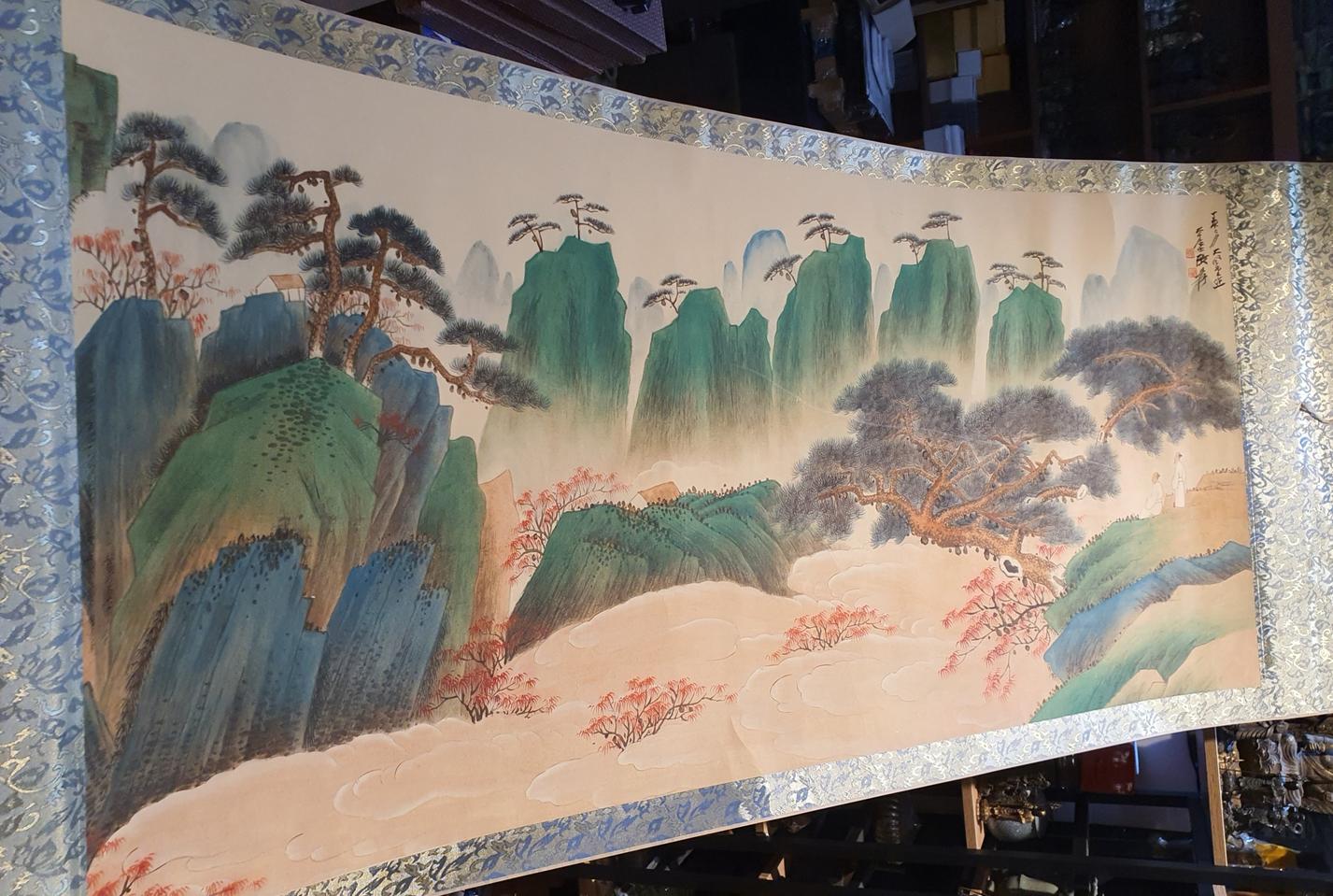 중국 대가 그림 산수도 족자