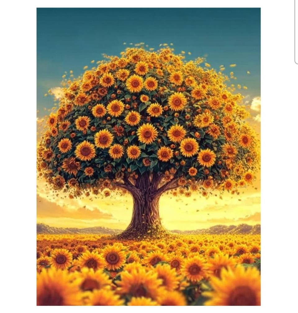 해바라기 나무 보석십자수 주문제작해드려요