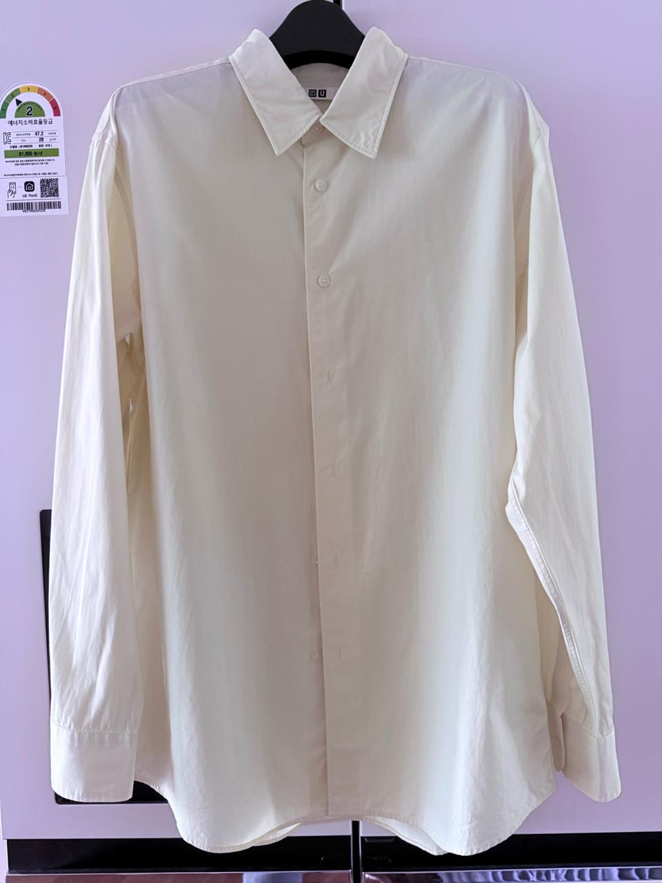 유니클로U 면셔츠 라지사이즈 연한 레몬색 100