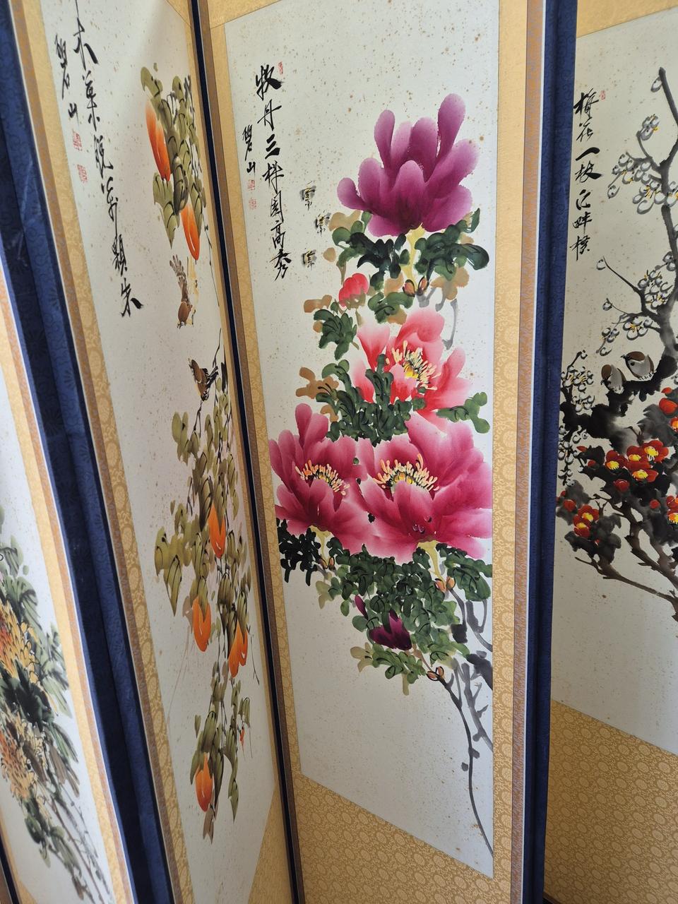 벽산(정온)화조도8 폭병풍