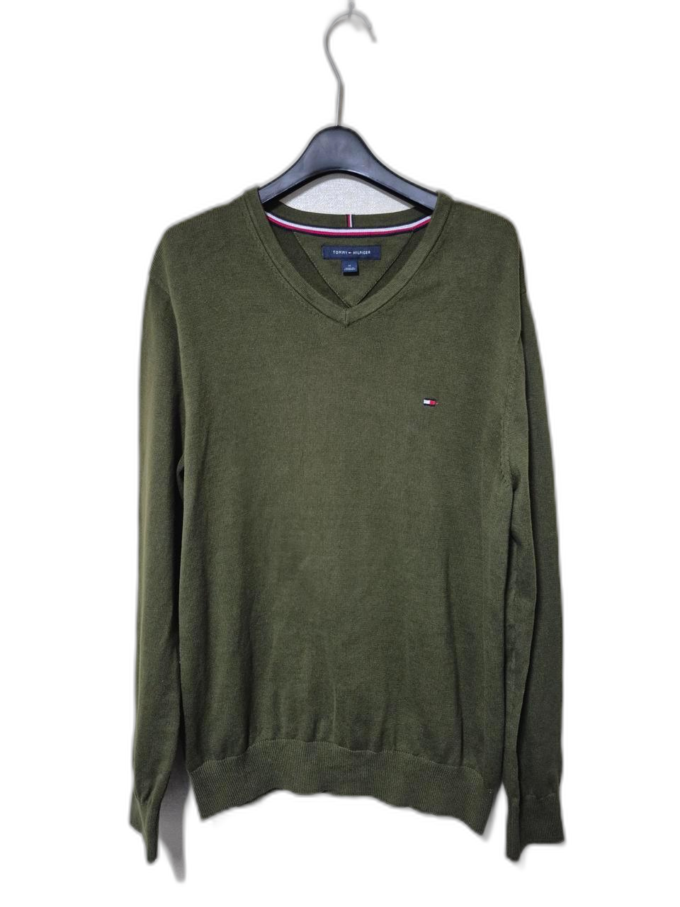 타미힐피거 브이넥 코튼니트