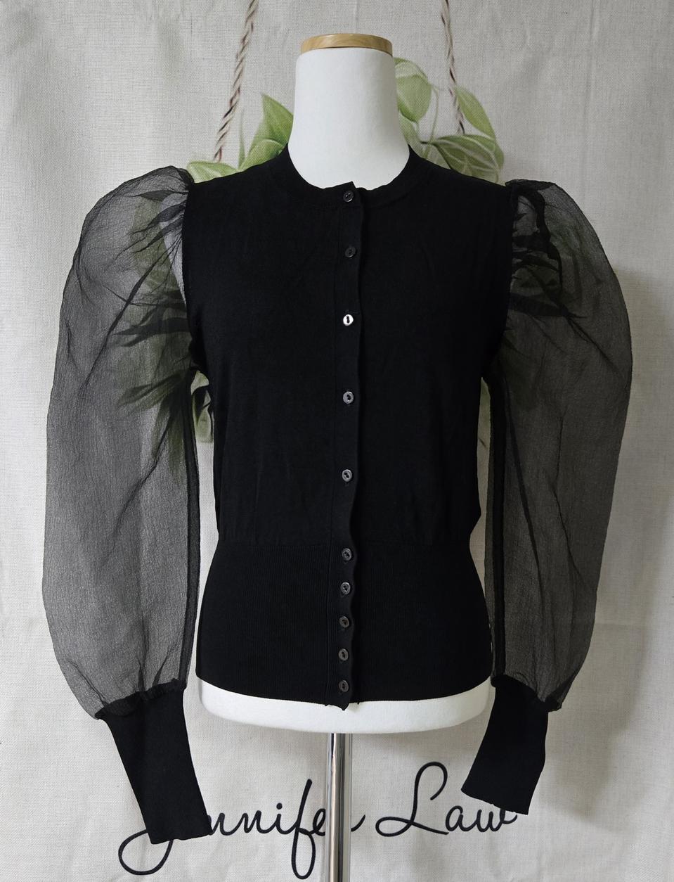 (자라) 블랙 시스루 퍼프 가디건 M