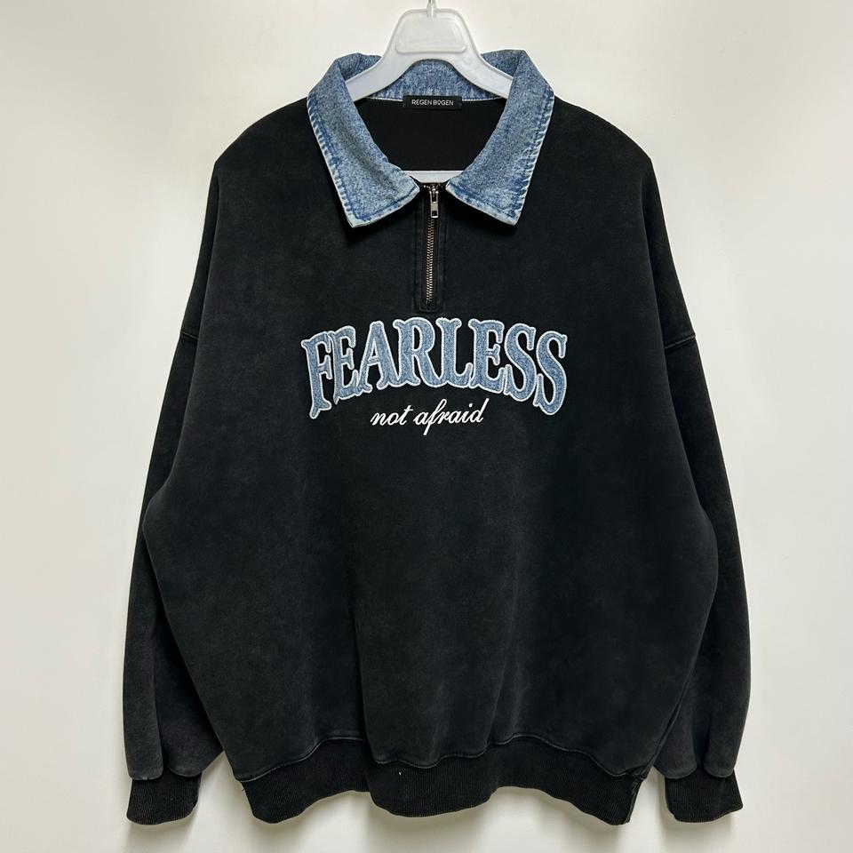 [여자 FREE]레겐보겐 FEARLESS 데님 카라 오버핏 맨투맨