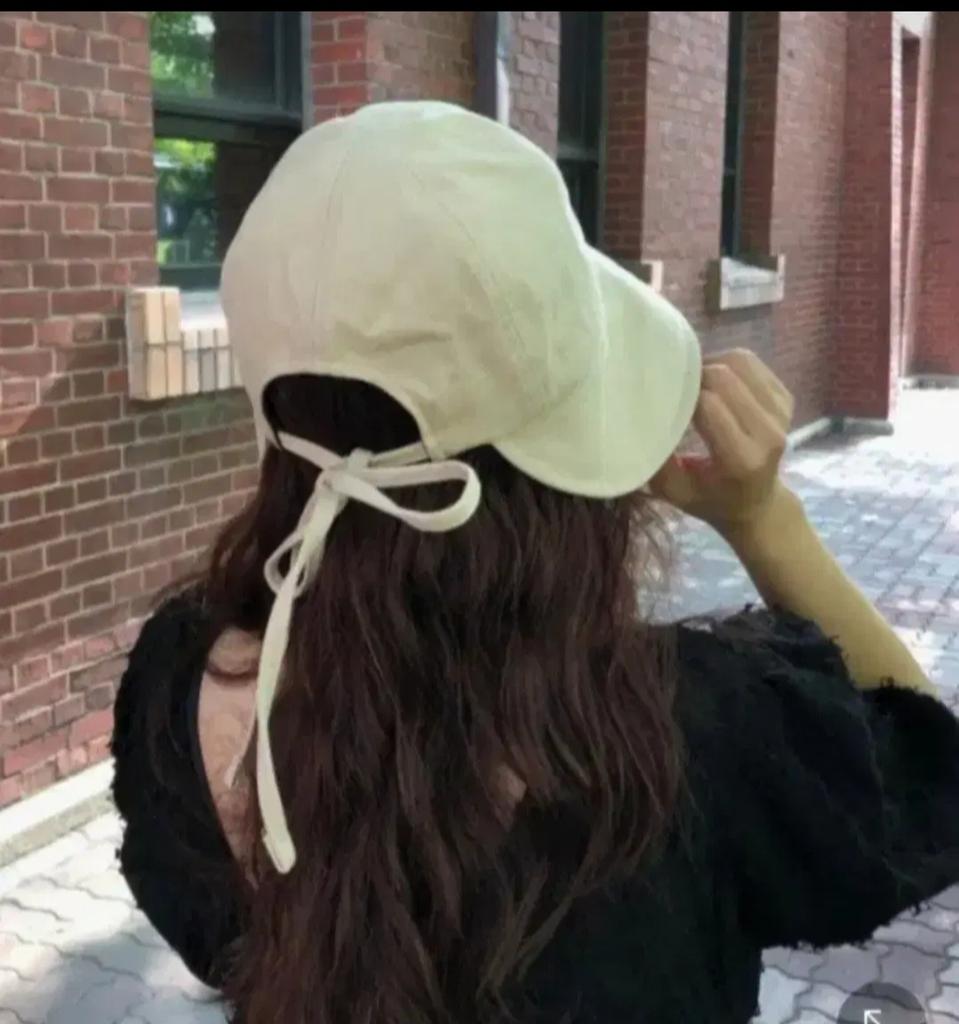 밀리티지 린넨 100% 리본 버킷햇 (라이트 베이지)