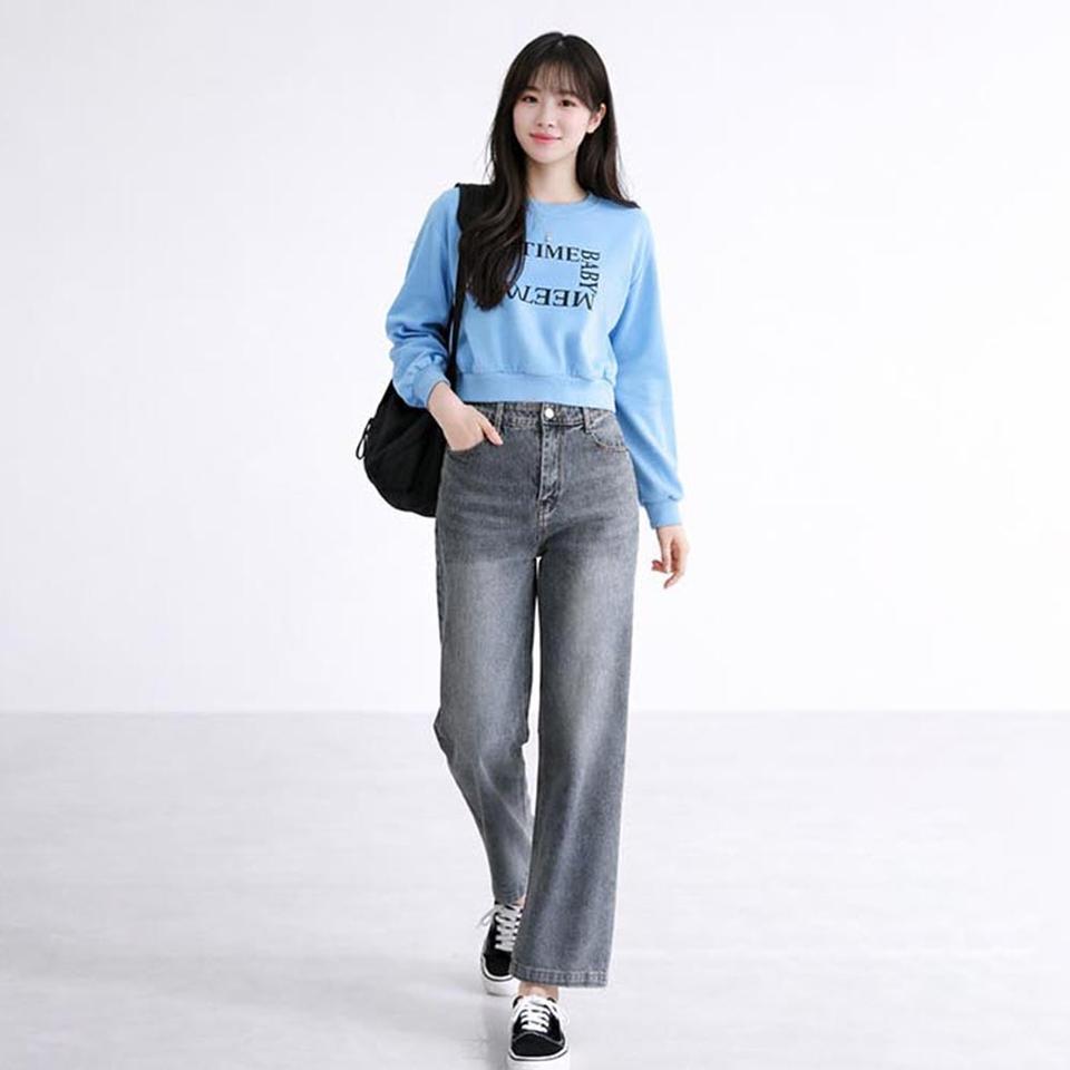 캐주얼 빈티지 뒷밴딩 일자 스판 통팬츠