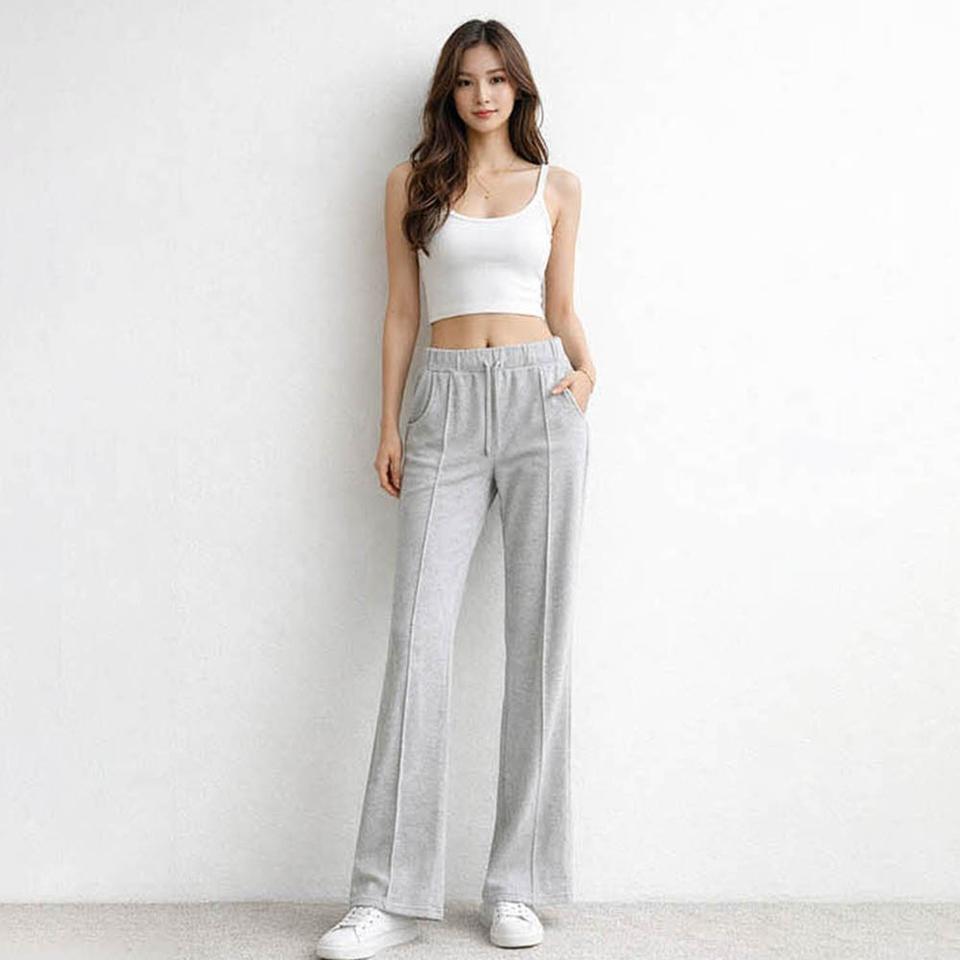 밴딩 핀턱 세미 부츠컷 나팔 바지