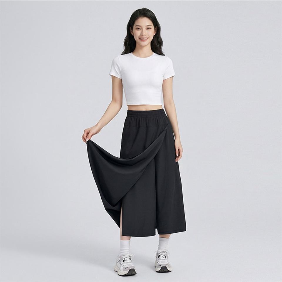 캐주얼 9부 와이드 밴딩 치마바지