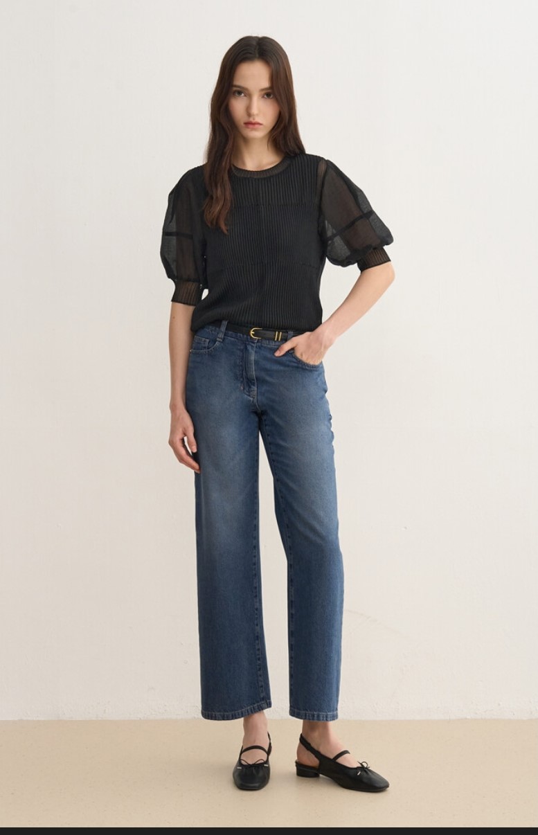 한섬 SJSJ 2025 워싱 스트레이트 데님 팬츠 61-90사이즈