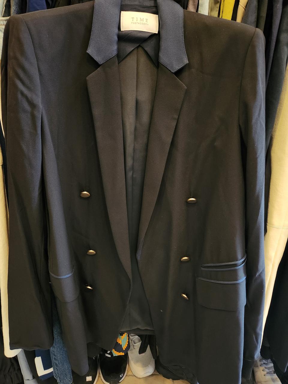 타임 블랙 더블버튼 자켓