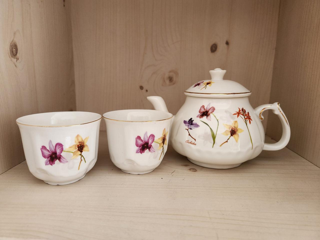 꽃무늬 티포트 찻잔 세트