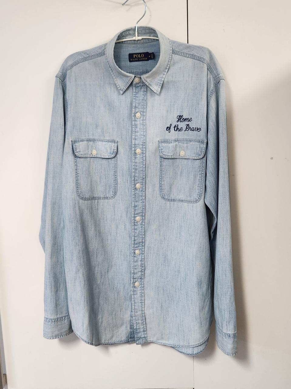 폴로랄프로렌 독수리 성조기 자수 데님 셔츠긴팔 M (95-100)
