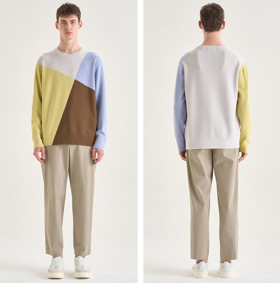 [TIME HOMME] 타임옴므 남성 아가일 울 스웨터 100사이즈