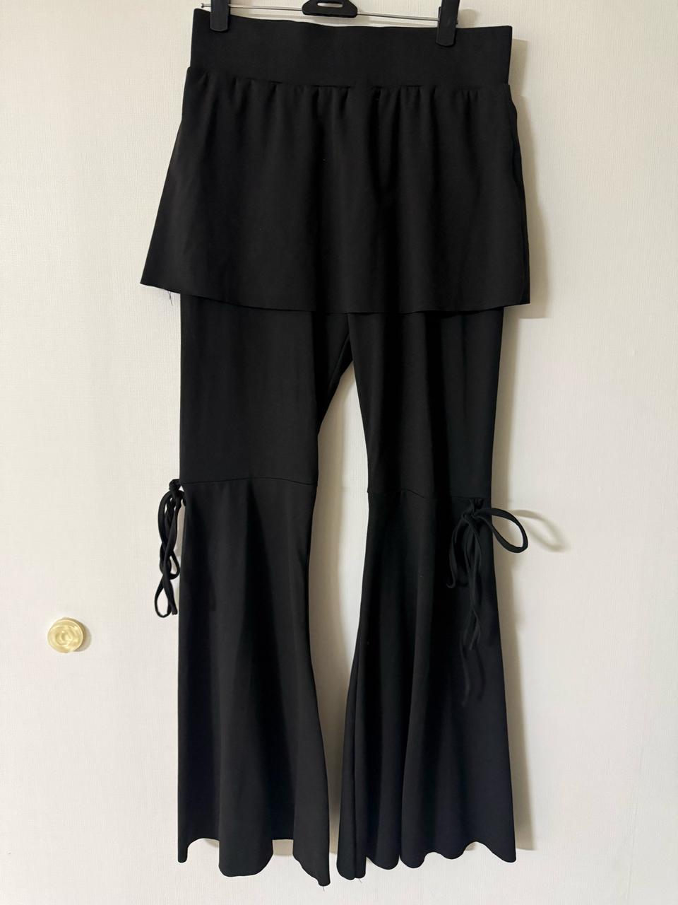 발레코어 사이드리본 츄리닝 트레이닝 팬츠 예뻐요 검정 M