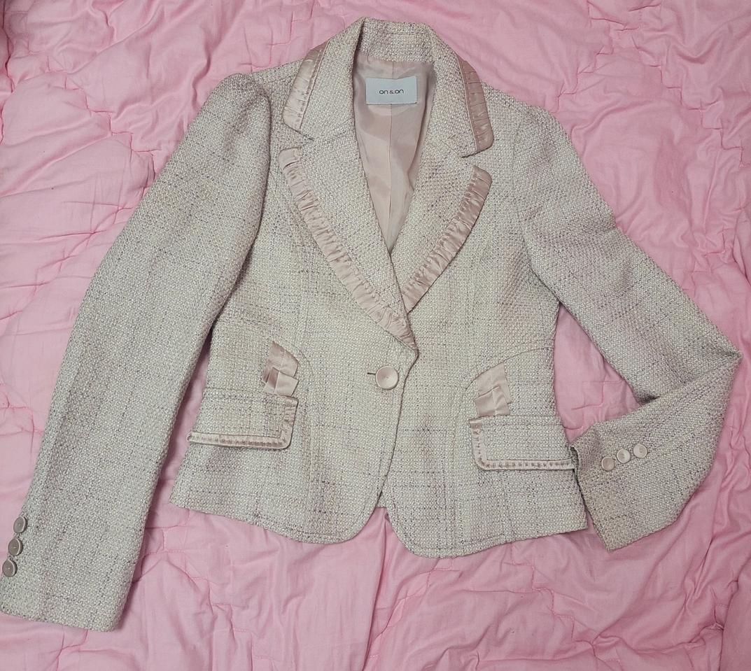 급처상태좋음!온앤온 딸기우유핑크 트위드 공주 자켓 레니본st리즈리사st