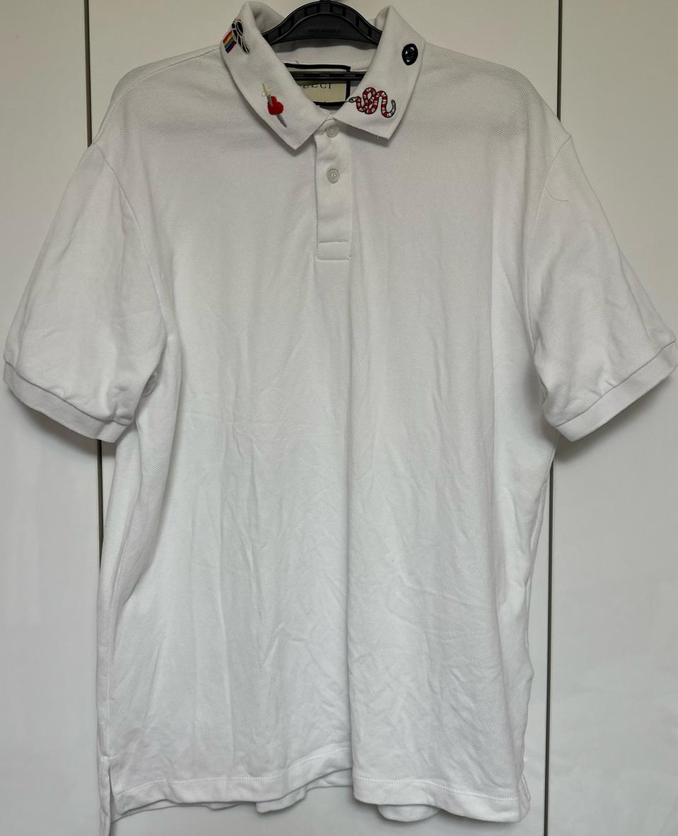 구찌 화이트 자수 반팔 폴로티 정품