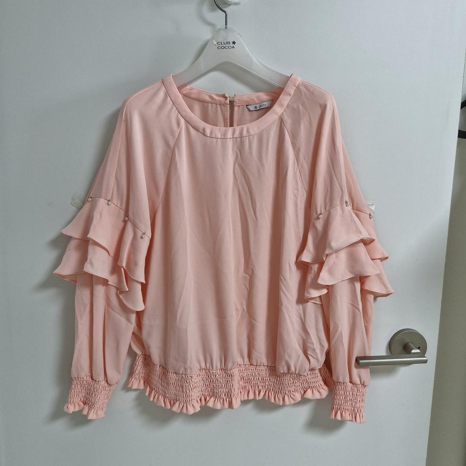 (새상품 프리)abfz 2중러플진주소매 블라우스