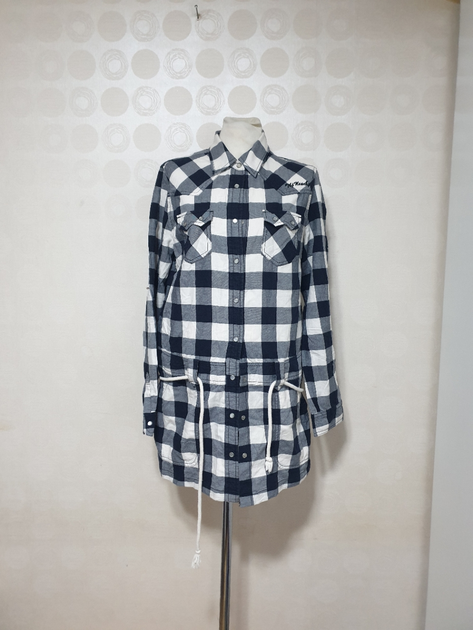 TBJ/체크남방66/체크셔츠66/롱남방66/롱셔츠66