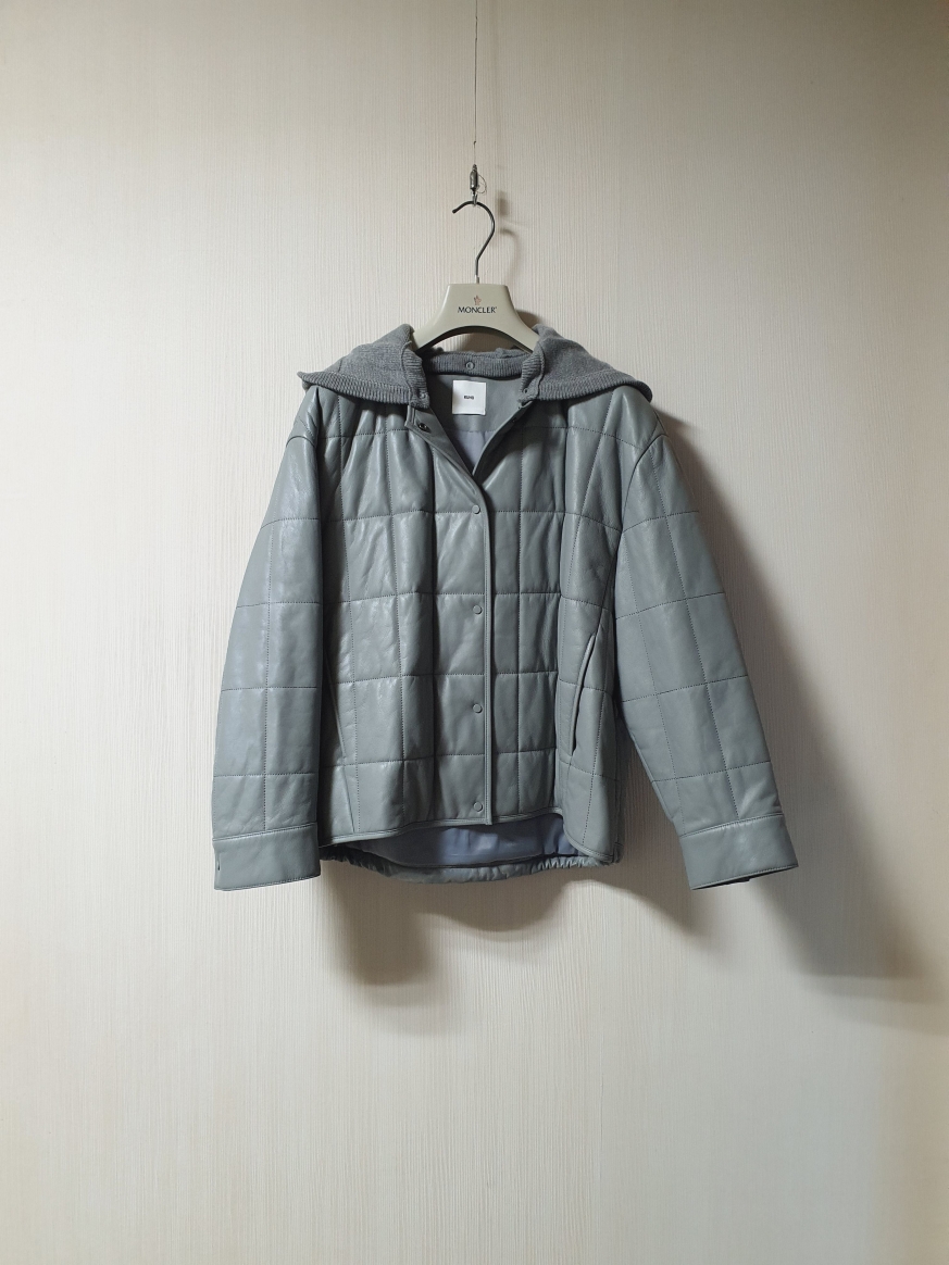 구호 kuho 디테처블 후드 누빔 양가죽 자켓 55 사이즈 정품