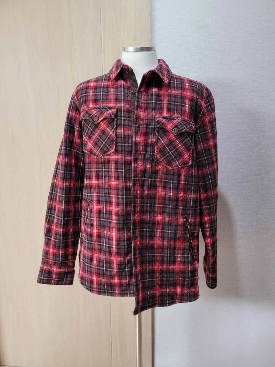 오피티 OPT 남자 패딩 체크셔츠 XL 레드
