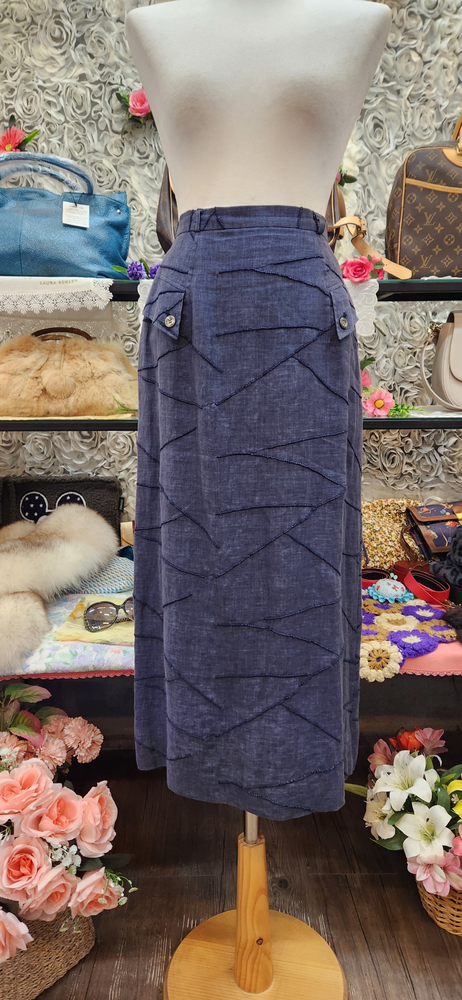 aixlesdains 면 마 혼방 롱스커트 (66)