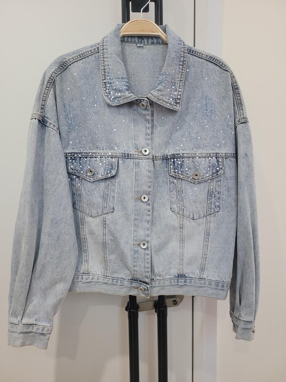 큐빅스톤 연청 데님 자켓 여성용 L사이즈  77사이즈