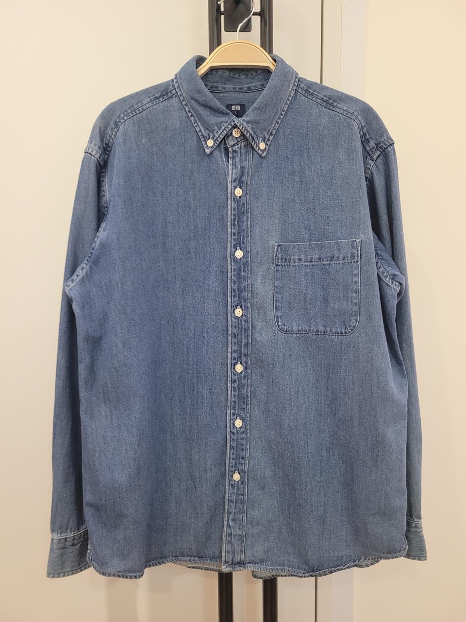 유니클로 데님 셔츠 남성용 L사이즈