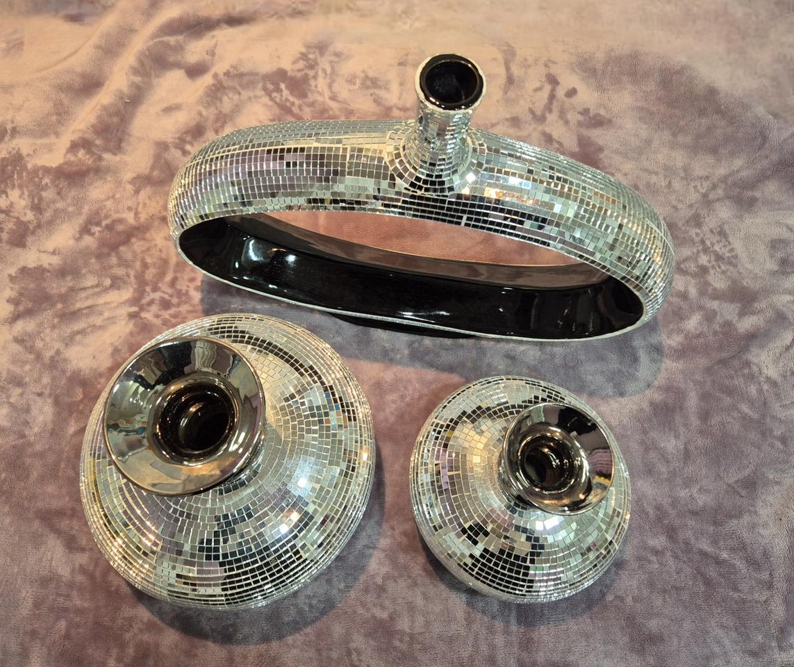 미러볼 모자이크 도자기 화병3개세트