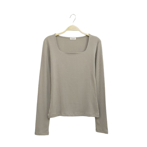 FAVE 스퀘어넥 골지 티셔츠