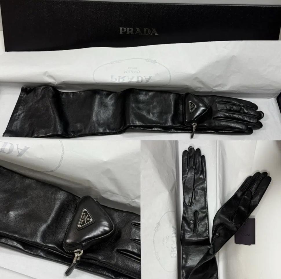 프라다 가죽 장갑 블랙 prada