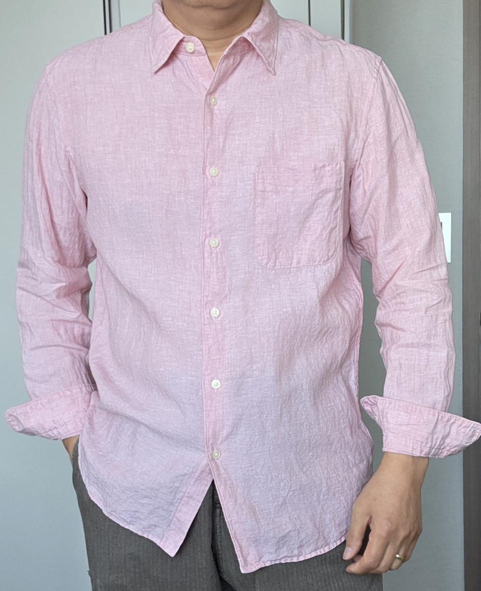 린넨 롱슬리브 셔츠 유니클로 핑크 (L)